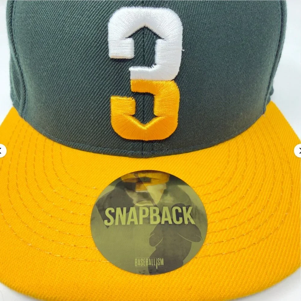 Baseballism Oakland Athletics 3 Up Snapback Hat Green Yellow One Size - Picture 2 of 11